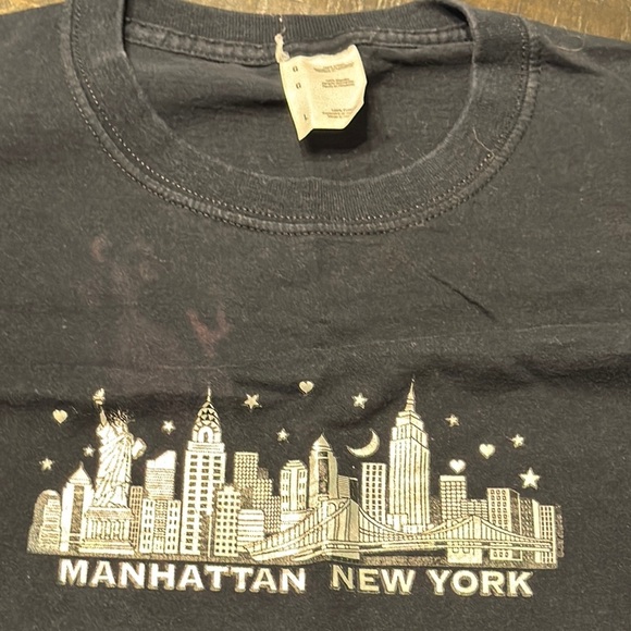 Manhattan New York Short Sleeve Black Cotton Graphic T-Shirt Size Large - Picture 2 of 7